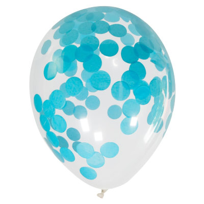 Воздушные шары с конфетти (Голубой цвет, 30см)